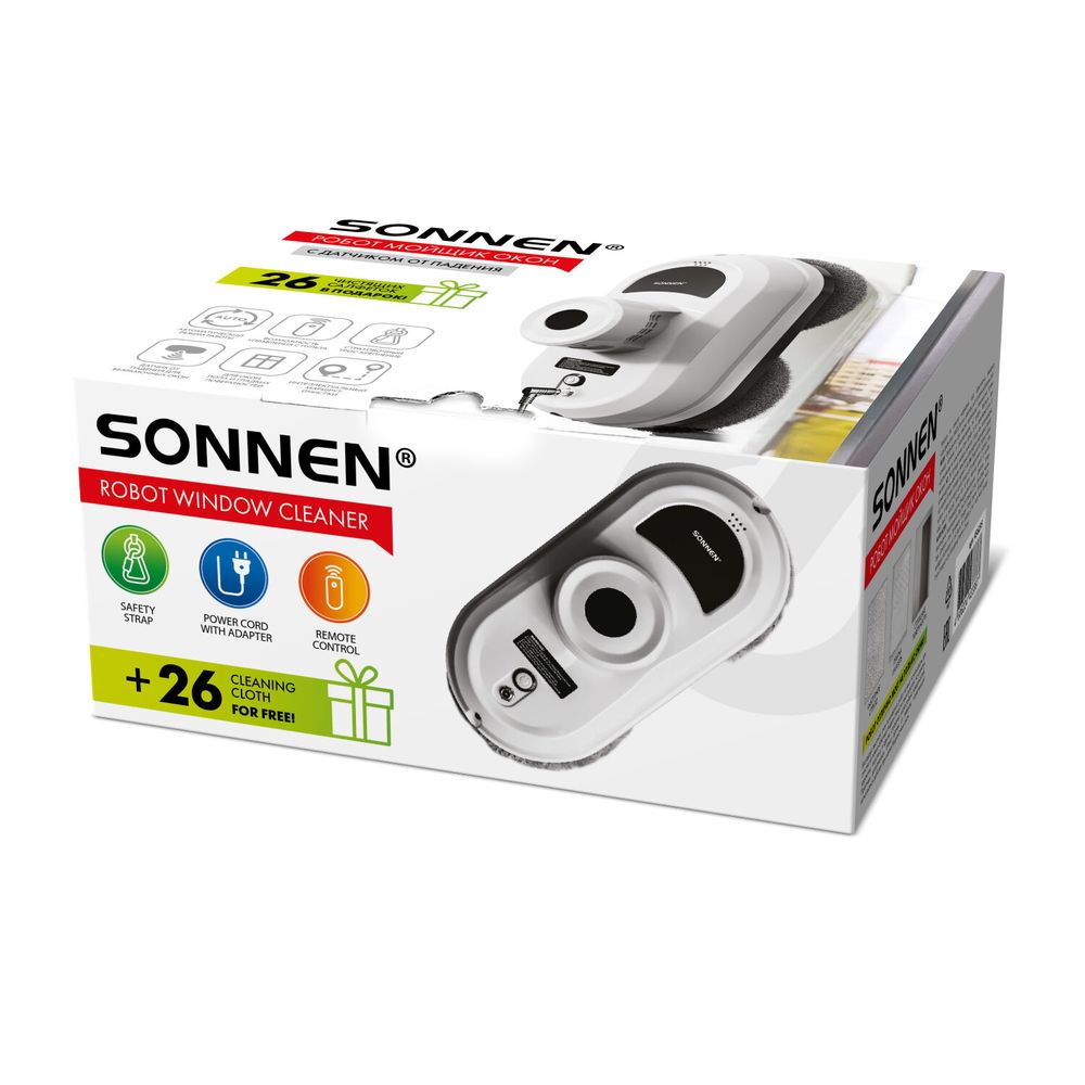 Робот-мойщик окон SONNEN Tech RWC-122 UltraClear, датчик от падения, 26 салфеток, пульт ДУ