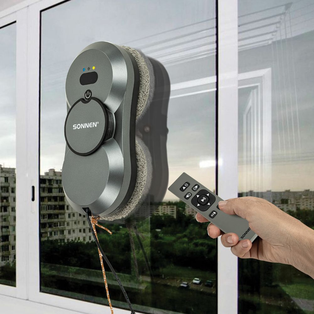 Робот-мойщик окон с автораспылением SONNEN Tech RWC-123 SPRAY, датчик от падения, 26 салфеток, пульт ДУ