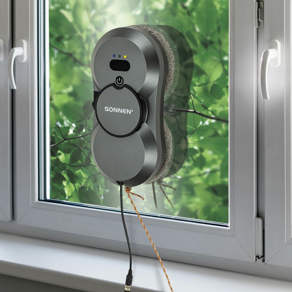 Робот-мойщик окон с автораспылением SONNEN Tech RWC-123 SPRAY, датчик от падения, 26 салфеток, пульт ДУ