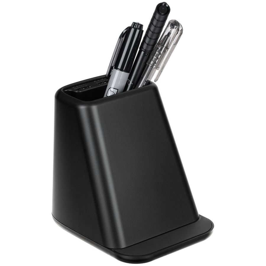 Настольный органайзер с зарядкой лампой вентилятором и подсветкой логотипа powerTower черный