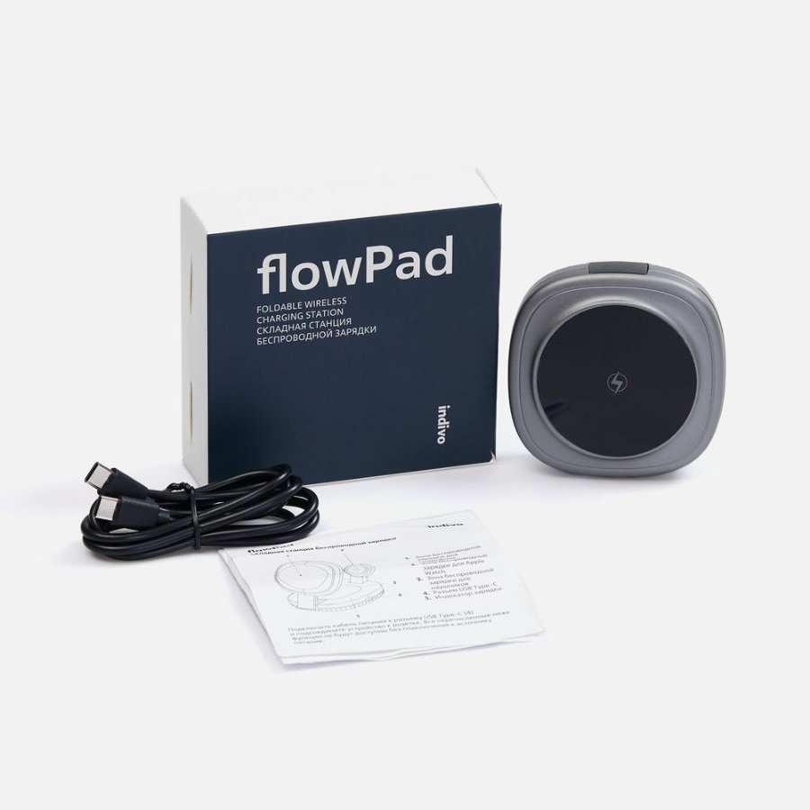Складная станция беспроводной зарядки flowPad серая