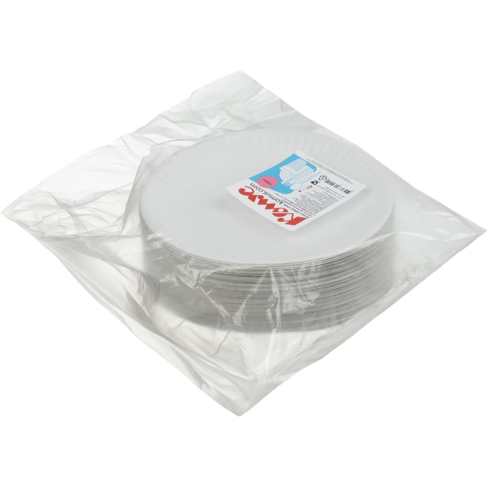 Тарелка одноразовая d 170 мм, белая, бумажная 100шт/уп