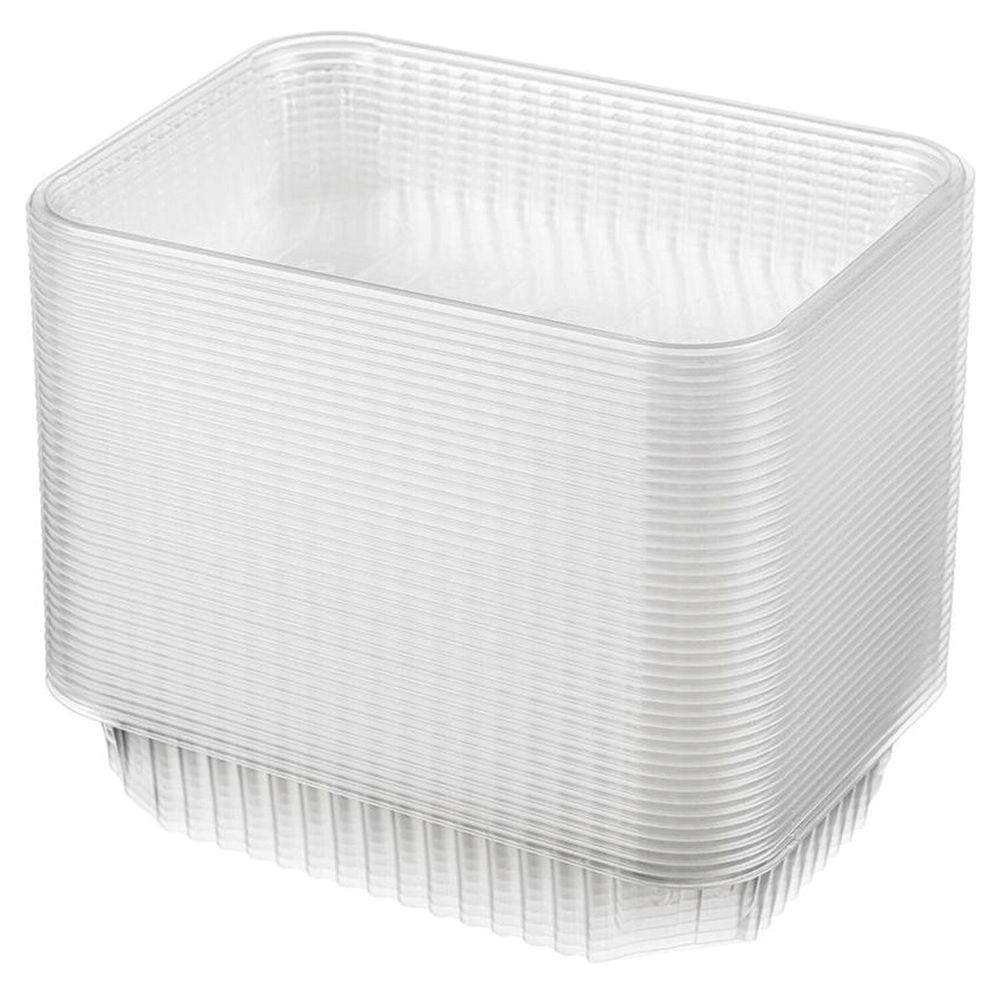 Одноразовый контейнер 500 мл, КОМПЛЕКТ 100 шт., БЕЗ КРЫШКИ, 186х132 мм, прозрачные, ПП