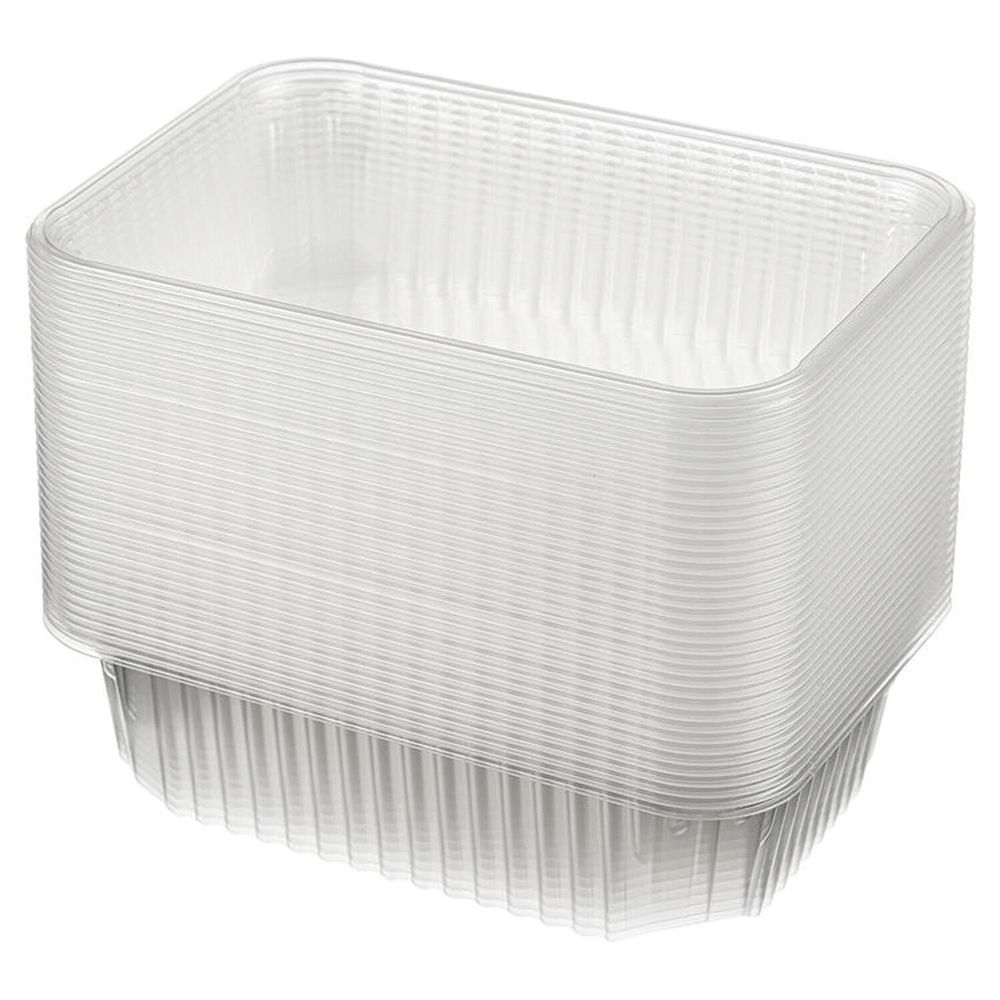 Одноразовый контейнер 750 мл, КОМПЛЕКТ 100 шт., БЕЗ КРЫШКИ, 186х132 мм, прозрачные, ПП