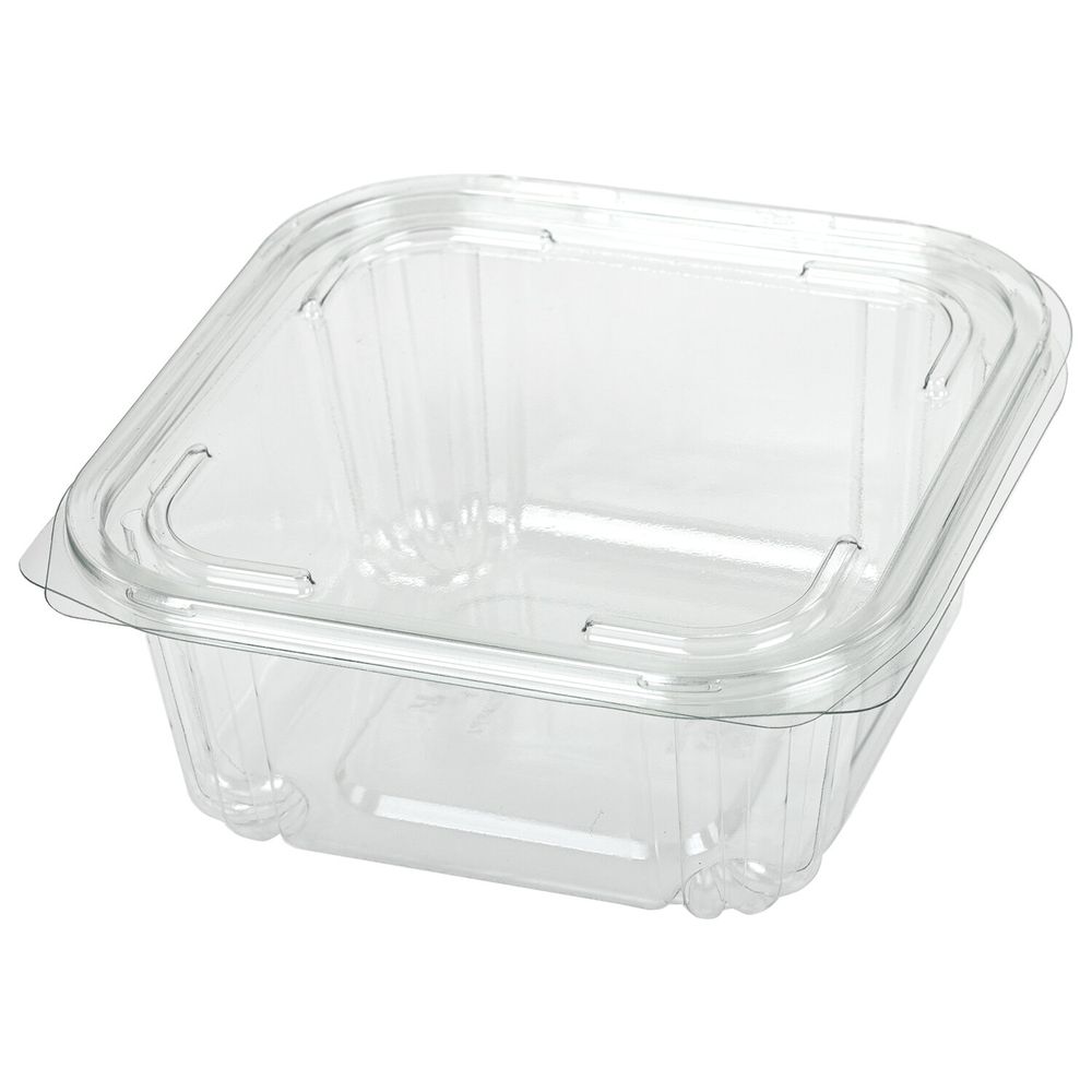 Одноразовый контейнер квадратный 1000 мл С КРЫШКОЙ ЮП-РКСП, КОМПЛЕКТ 300 шт., прозрачный ПЭТ