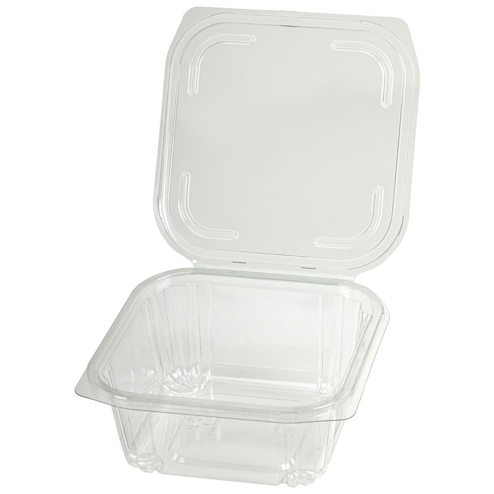 Одноразовый контейнер квадратный 1000 мл С КРЫШКОЙ ЮП-РКСП, КОМПЛЕКТ 300 шт., прозрачный ПЭТ