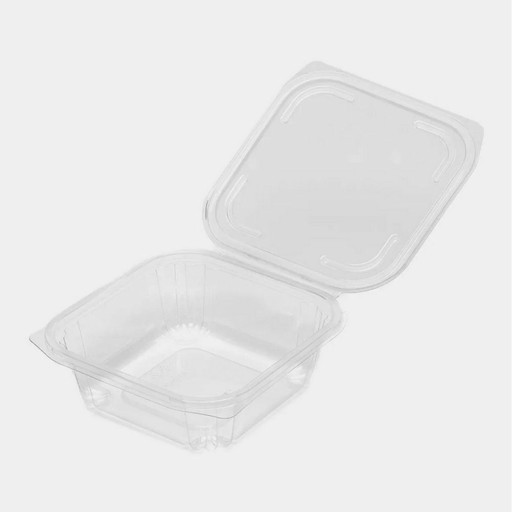 Одноразовый контейнер квадратный 750 мл С КРЫШКОЙ ЮП-РКСП, КОМПЛЕКТ 300 шт., прозрачный ПЭТ