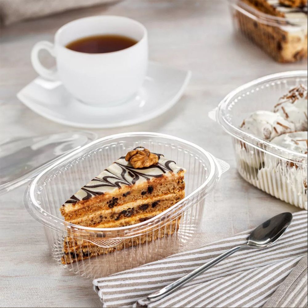 Одноразовый контейнер овальный 350 мл, С КРЫШКОЙ, ЮП-РКС, КОМПЛЕКТ 360 шт., прозрачный, ПЭТ