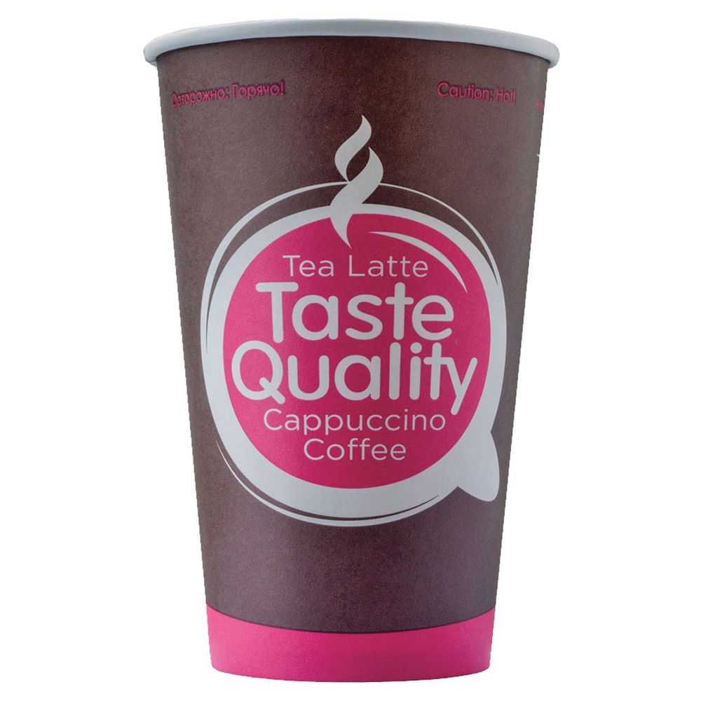Стакан одноразовый бумажный 400/530 мл, D 90 мм, КОМПЛЕКТ 50 шт., однослойные, Taste Quality, холодное/горячее