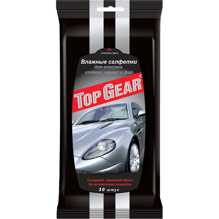Влажные салфетки для стекол Top Gear, 30шт/уп