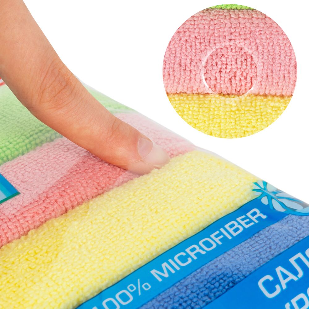 Салфетка из МИКРОФИБРЫ универсальная 30х30 см, КОМПЛЕКТ 4 шт., MULTI PRO COLOUR, 280 г/м2, LAIMA