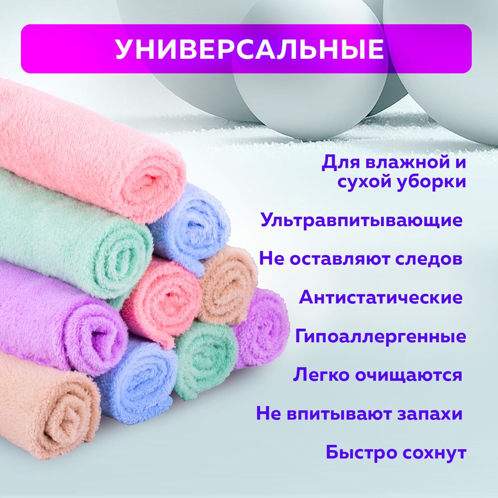 Салфетки из МИКРОФИБРЫ ПЛЮШЕВОЙ 30х30 см, КОМПЛЕКТ 20 шт., PASTEL, ассорти, 250 г/м2, LAIMA HOME