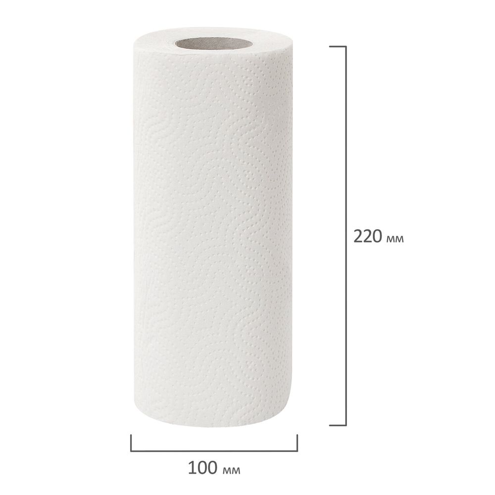 Полотенца бумажные 2-х слойные, спайка 8 рулонов (8х13 м), ЛЮБАША ECO