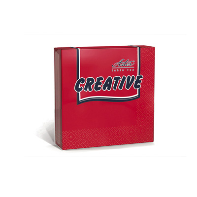 Салфетки бумажные Aster Creative  25х25см, 3-слойные, красные, с тиснением, 20штук