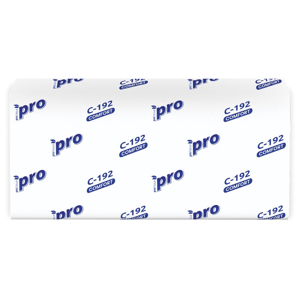 Полотенца бумажные 250 шт., PROtissue (H3) COMFORT, 1-слойные, белые, КОМПЛЕКТ 20 пачек, 22х21 см, V-сложение