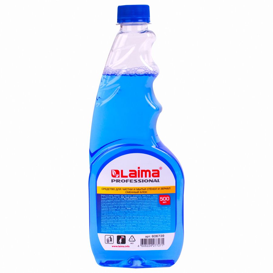 Средство для мытья стекол и зеркал 500 мл LAIMA PROFESSIONAL, свежий озон, сменный блок