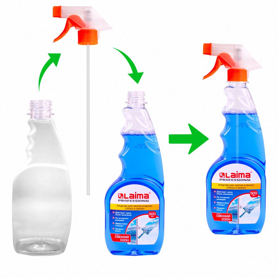 Средство для мытья стекол и зеркал 500 мл LAIMA PROFESSIONAL, свежий озон, сменный блок