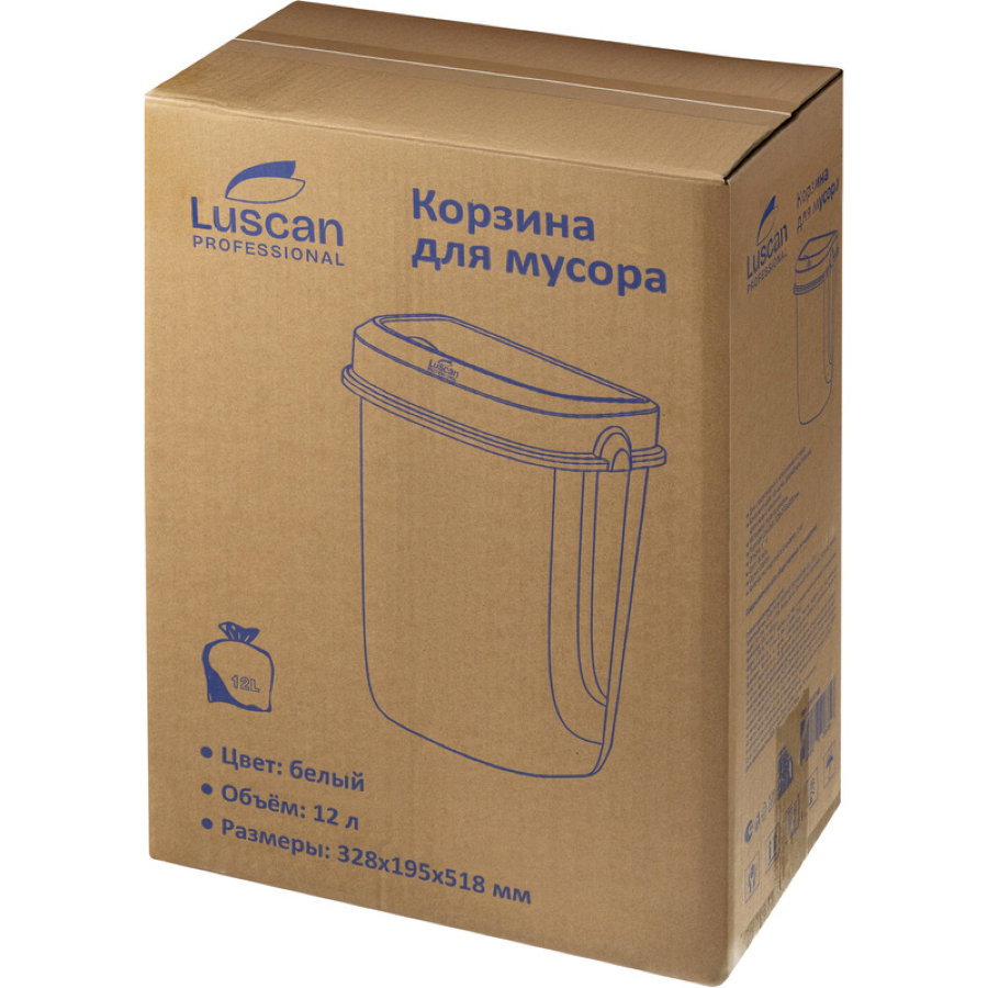 Ведро для мусора Luscan Prof Etalon 12 л пластик (32,8х19,5х51,8 см) 