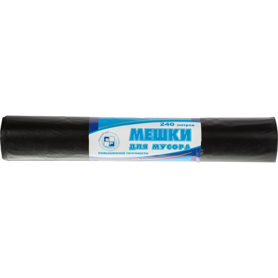 Мешки для мусора 240 л черные (ПВД 80 мкм, 10 штук в рулоне) 