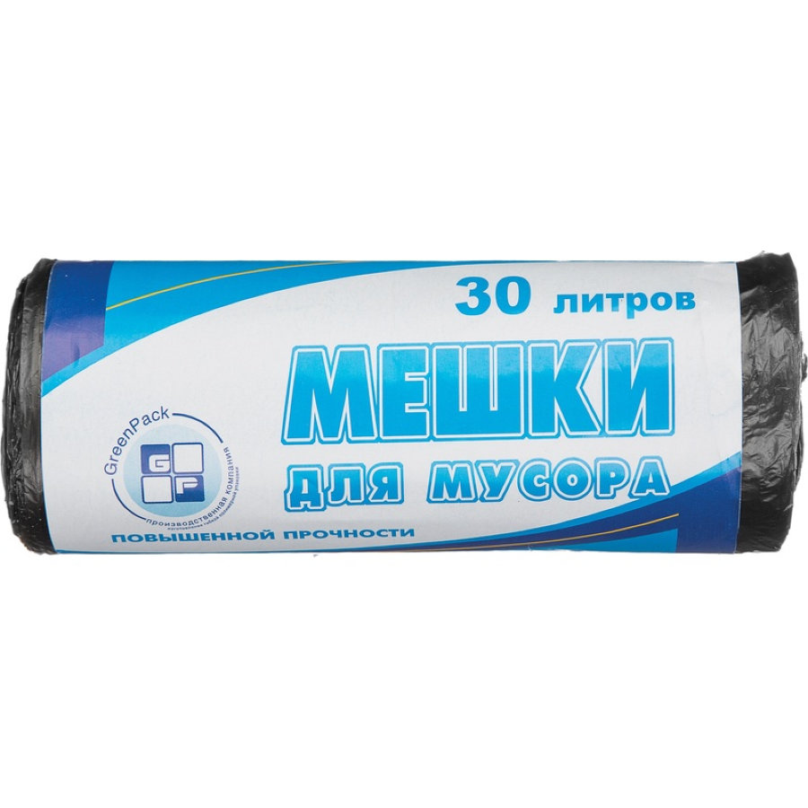 Пакеты для мусора 30л 50х60см, 10 мкм черные с оттенком металлик, 25шт/рул 