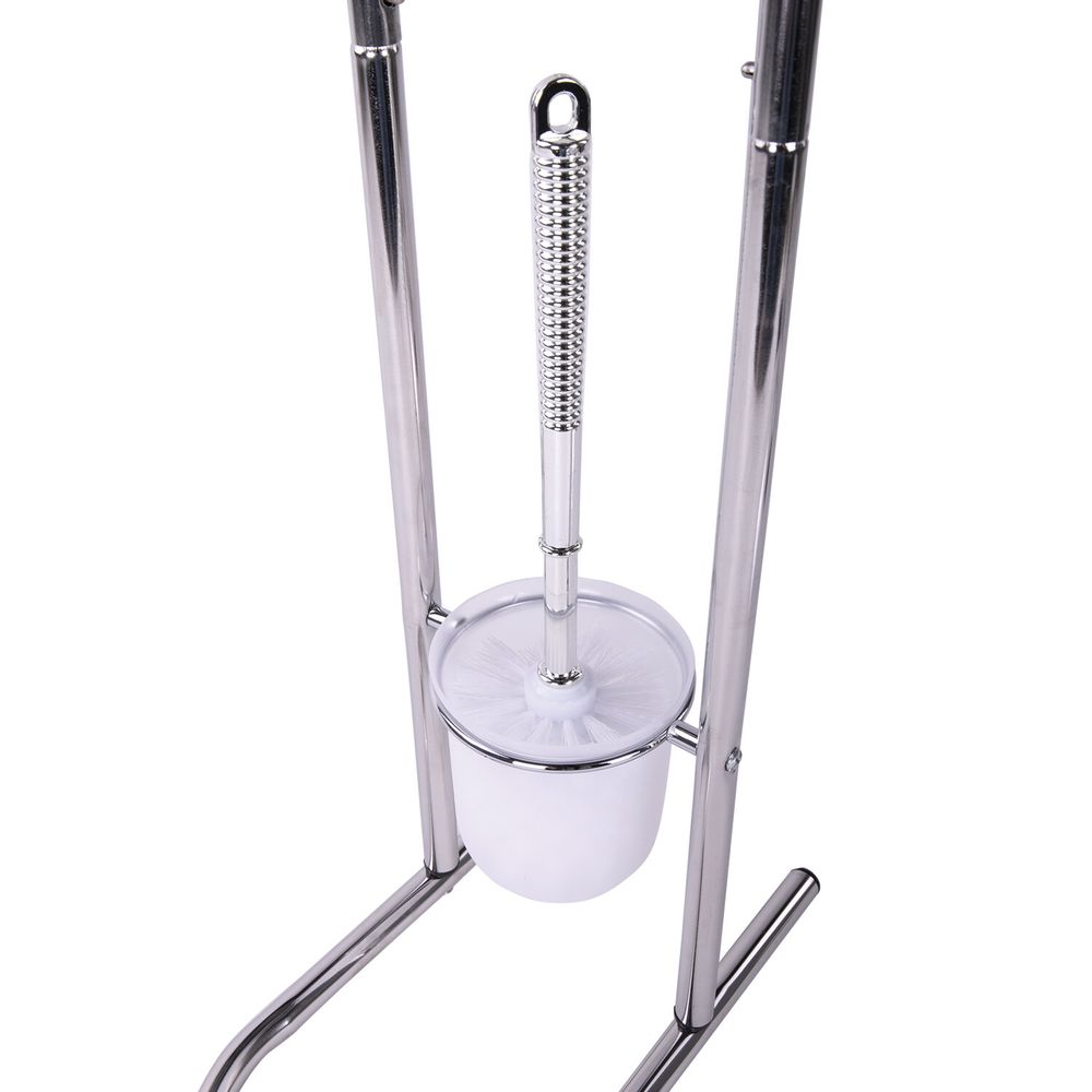 Стойка напольная ерш с подставкой + держатель туалетной бумаги, сталь/пластик, зеркальный, LAIMA