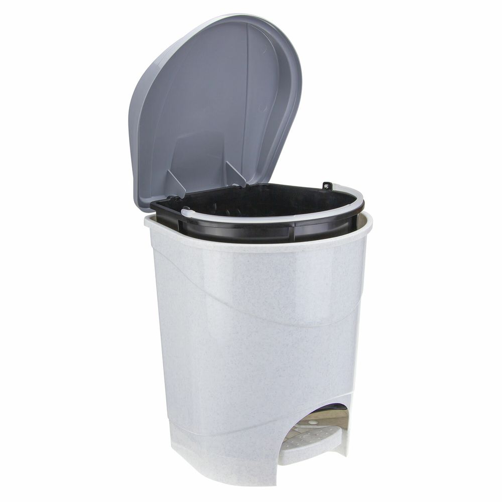 Ведро-контейнер 11 л, С КРЫШКОЙ И ПЕДАЛЬЮ, для мусора, 33х26х27 см, серое, IDEA