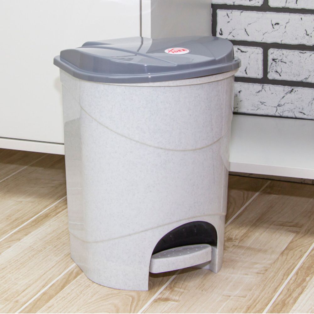 Ведро-контейнер 11 л, С КРЫШКОЙ И ПЕДАЛЬЮ, для мусора, 33х26х27 см, серое, IDEA
