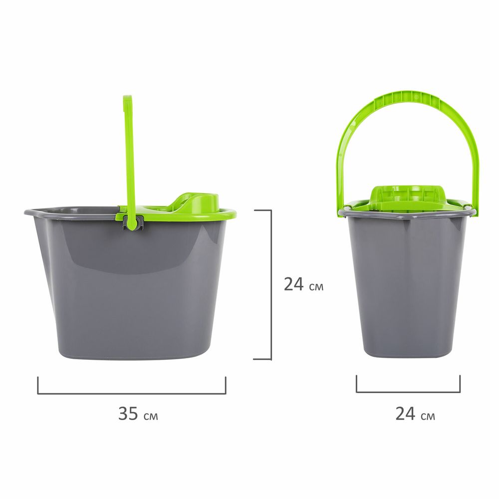 Ведро 10 л для уборки КОМПЛЕКТ с ОТЖИМОМ для веревочных и ленточных МОПов, 24х35х24 см, YORK