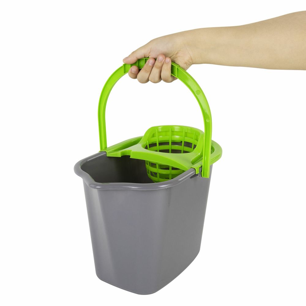 Ведро 10 л для уборки КОМПЛЕКТ с ОТЖИМОМ для веревочных и ленточных МОПов, 24х35х24 см, YORK