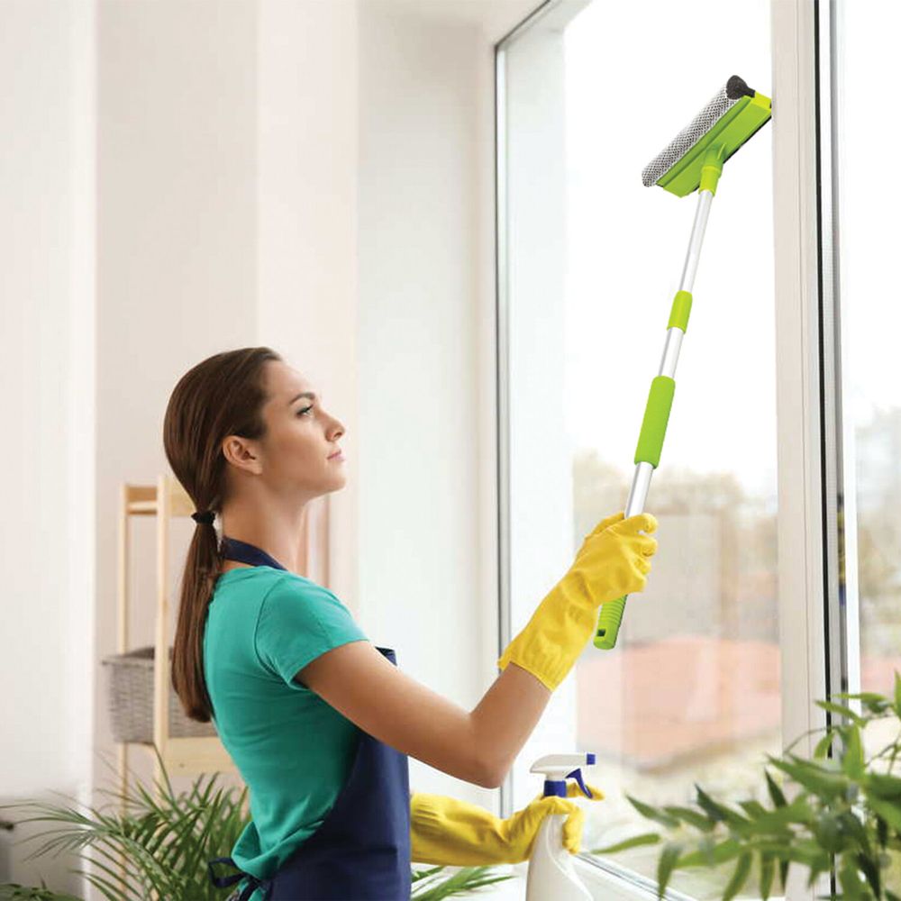 Окномойка ЛЮБАША, алюминиевая телескопическая ручка 50-90 см, рабочая часть 25 см (стяжка, губка, ручка)