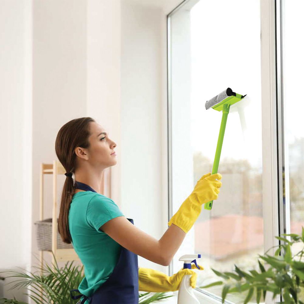 Окномойка ЛЮБАША, пластиковая ручка 40 см, рабочая часть 20 см (стяжка, губка, ручка)