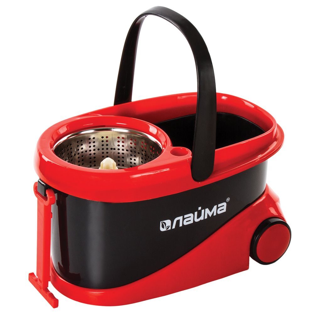 Комплект для уборки: швабра, ведро 19 л/9 л с отжимом центрифуга, 2 круглые насадки, LAIMA, 60630