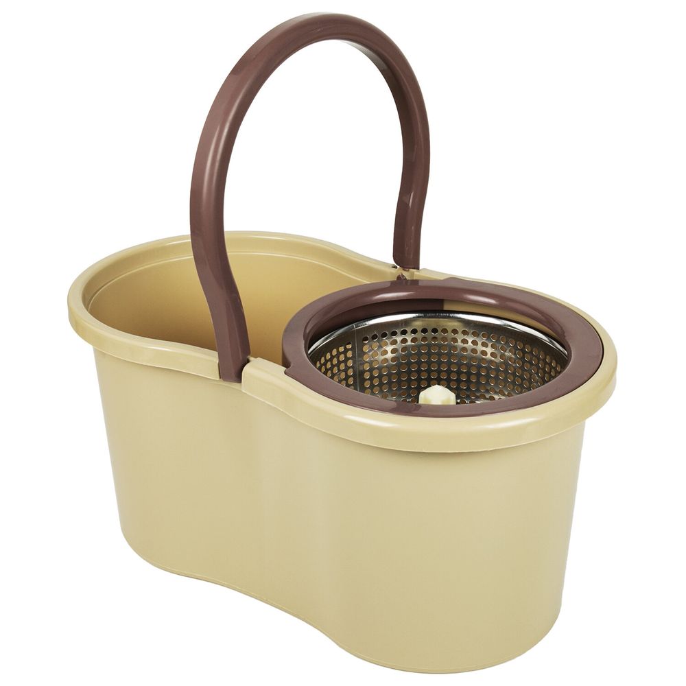 Комплект для уборки: швабра, ведро 7 л/5 л с отжимом центрифуга, 2 насадки, бежевый, LAIMA