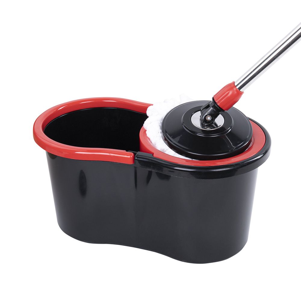 Комплект для уборки: швабра, ведро 7 л/5 л с отжимом центрифуга, 2 насадки, черный, LAIMA