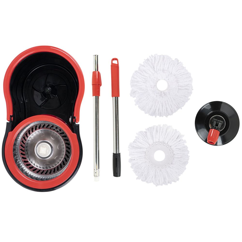 Комплект для уборки: швабра, ведро 7 л/5 л с отжимом центрифуга, 2 насадки, черный, LAIMA