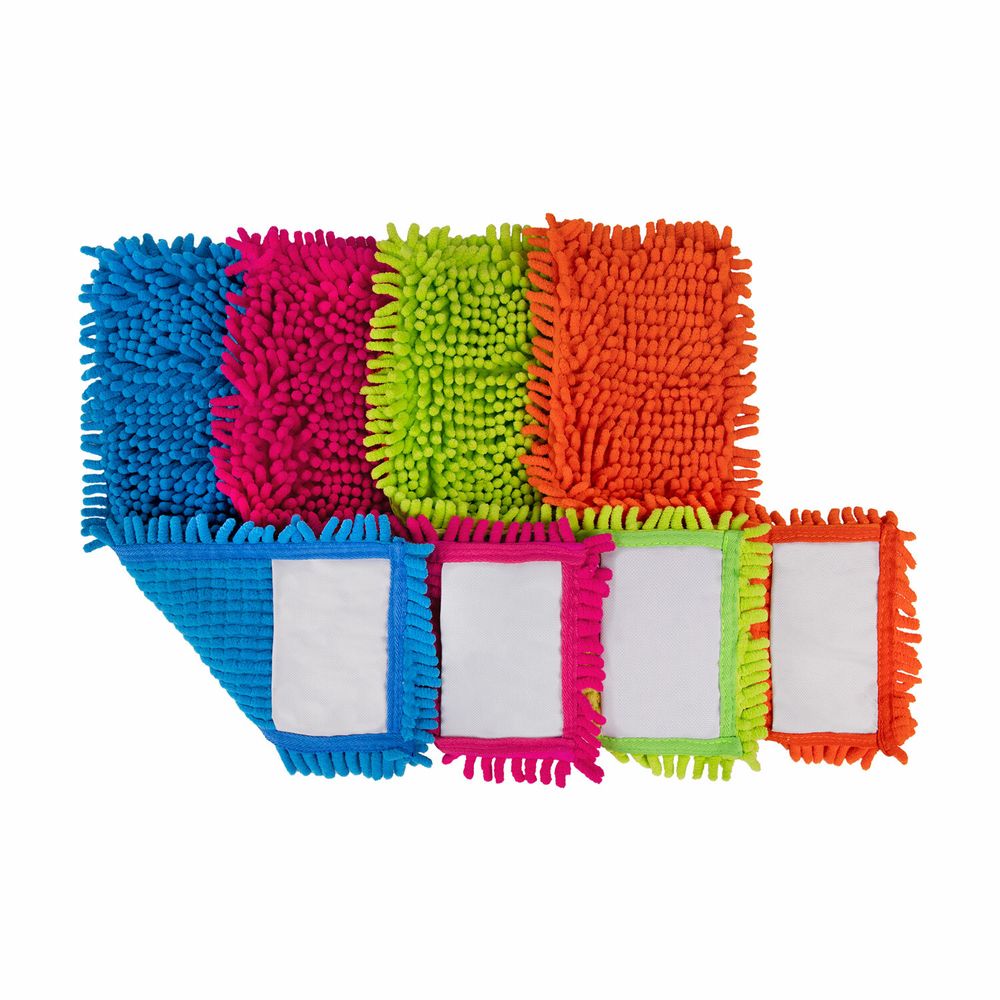 Насадка МОП КОМПЛЕКТ 4 шт., УНИВЕРСАЛЬНАЯ для швабр 38-42 см (ТИП К), микрофибра букли/синель, LAIMA