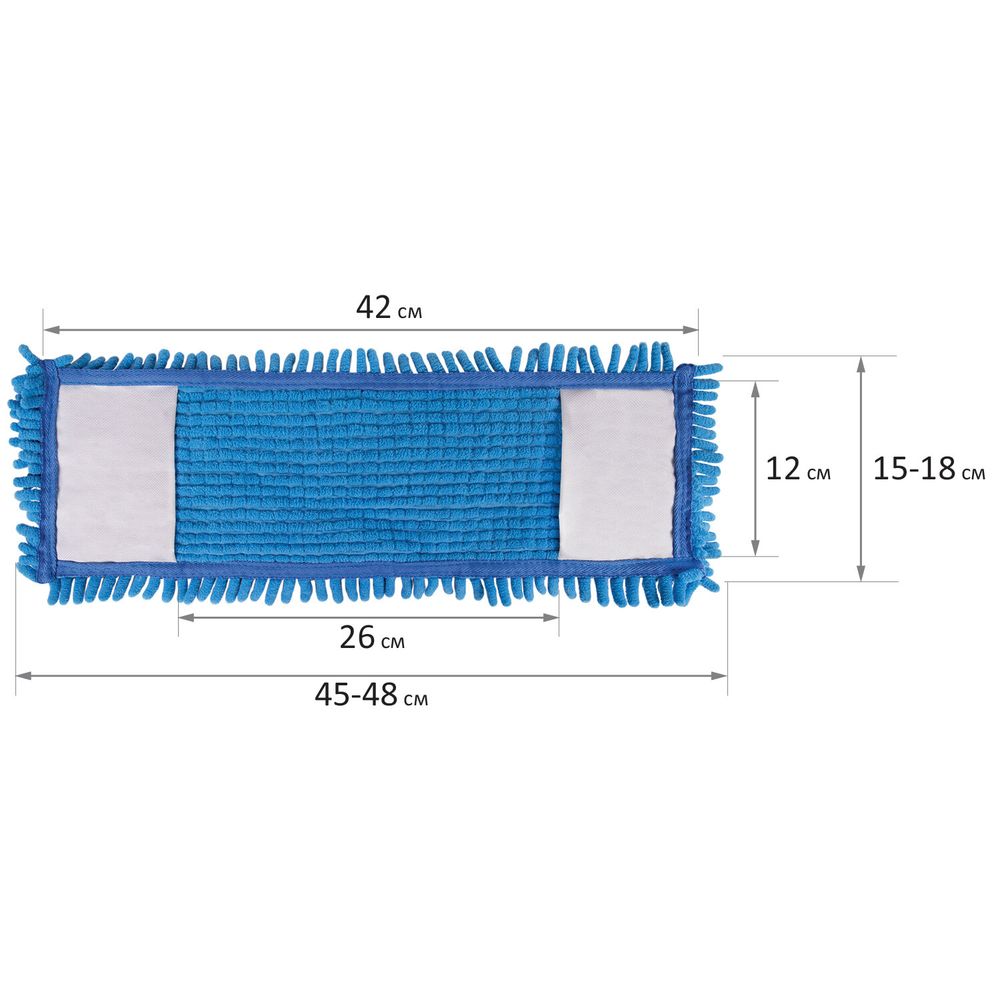 Насадка МОП КОМПЛЕКТ 4 шт., УНИВЕРСАЛЬНАЯ для швабр 38-42 см (ТИП К), микрофибра букли/синель, LAIMA