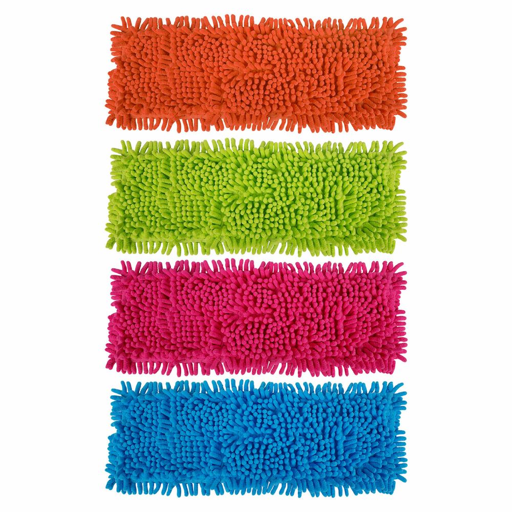 Насадка МОП КОМПЛЕКТ 4 шт., УНИВЕРСАЛЬНАЯ для швабр 38-42 см (ТИП К), микрофибра букли/синель, LAIMA