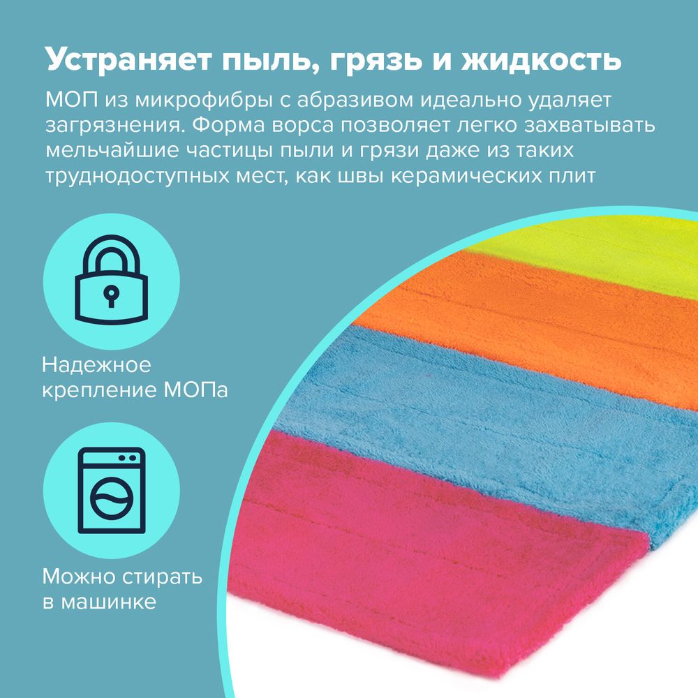 Насадка МОП плоская КОМПЛЕКТ 4 шт, УНИВЕРСАЛЬНАЯ для швабр 38-42 см (ТИП К), микрофибра, LAIMA