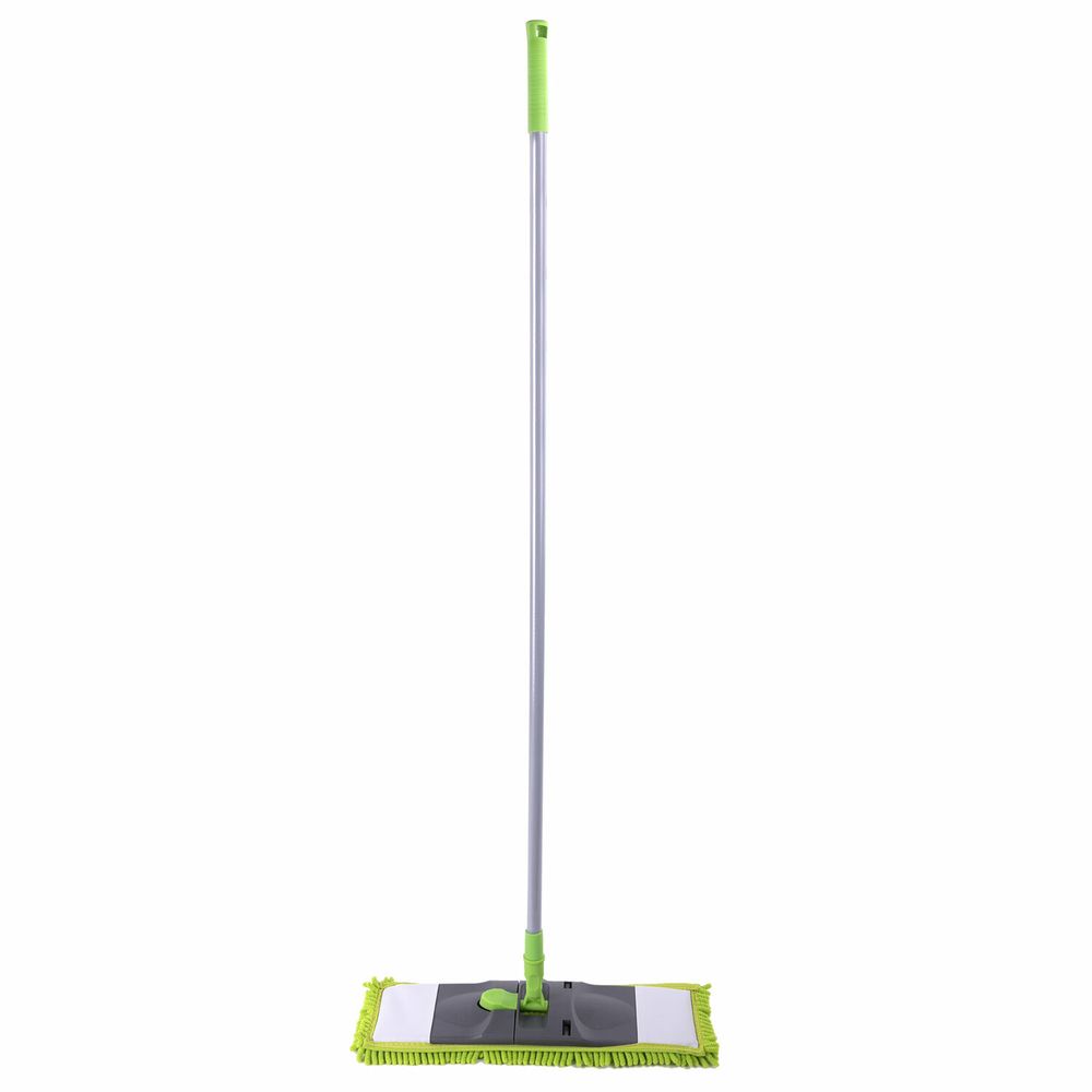 Швабра с флаундером 40 см, черенок 110 см евро, насадка МОП микрофибра СИНЕЛЬ, индивидуальная упаковка пакет, ЛЮБАША