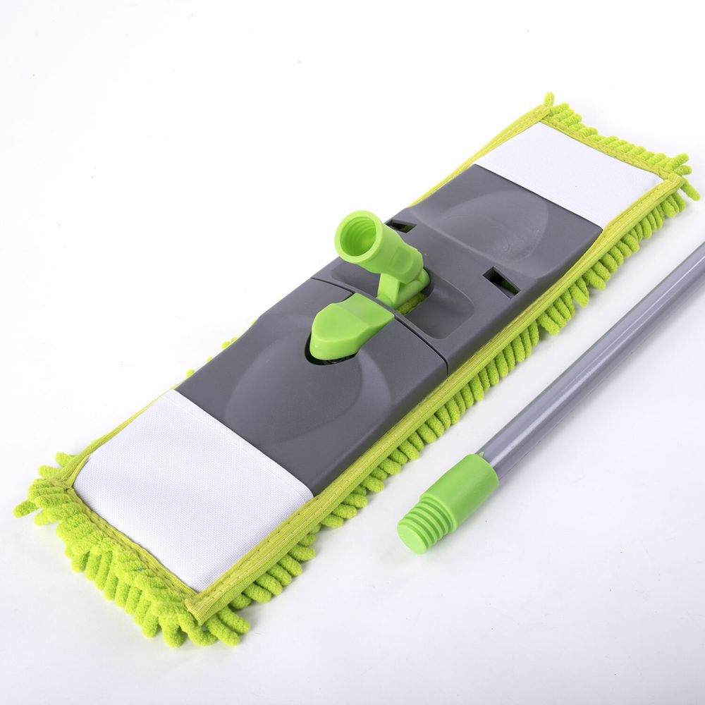 Швабра с флаундером 40 см, черенок 110 см евро, насадка МОП микрофибра СИНЕЛЬ, индивидуальная упаковка пакет, ЛЮБАША