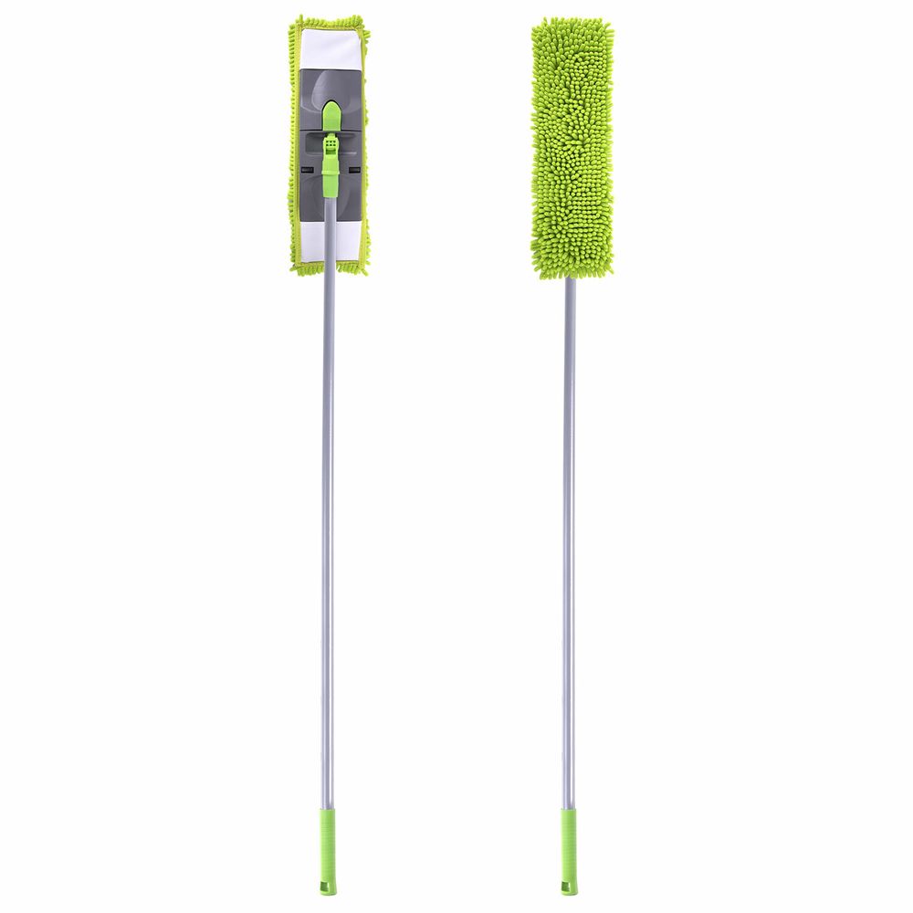 Швабра с флаундером 40 см, черенок 110 см евро, насадка МОП микрофибра СИНЕЛЬ, индивидуальная упаковка пакет, ЛЮБАША