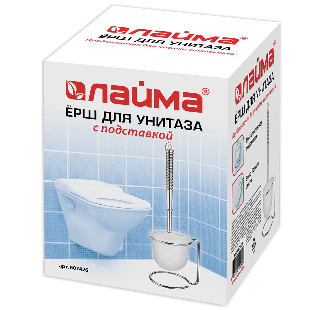 Ерш для унитаза LAIMA на металлической подставке, пластиковый, хромовый