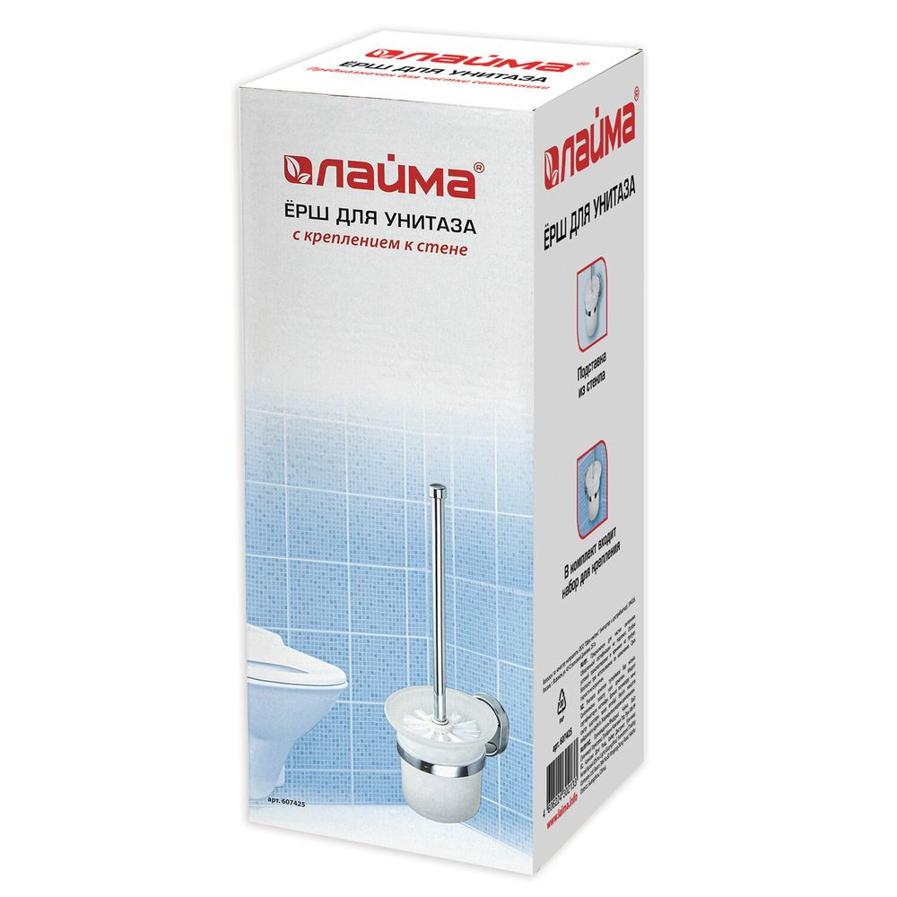 Ерш для унитаза LAIMA, подставка из толстого стекла, крепление к стене, хромированная сталь