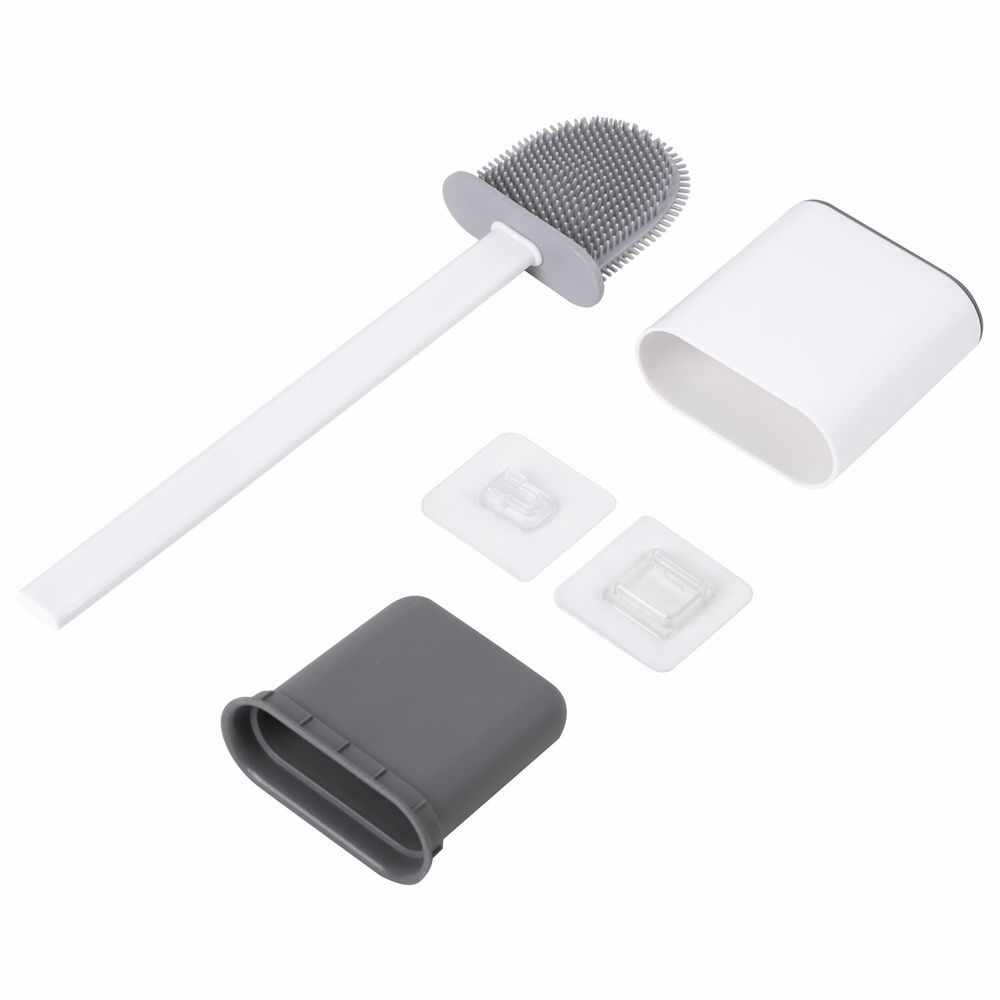 Ершик для унитаза силиконовый FLAT TYPE (плоский) напольный / настенный с креплением, LAIMA