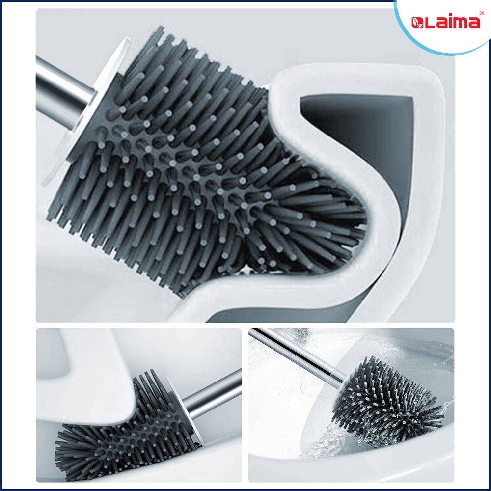 Ершик для унитаза силиконовый ROUND TYPE напольный / настенный с креплением и пинцетом LAIMA