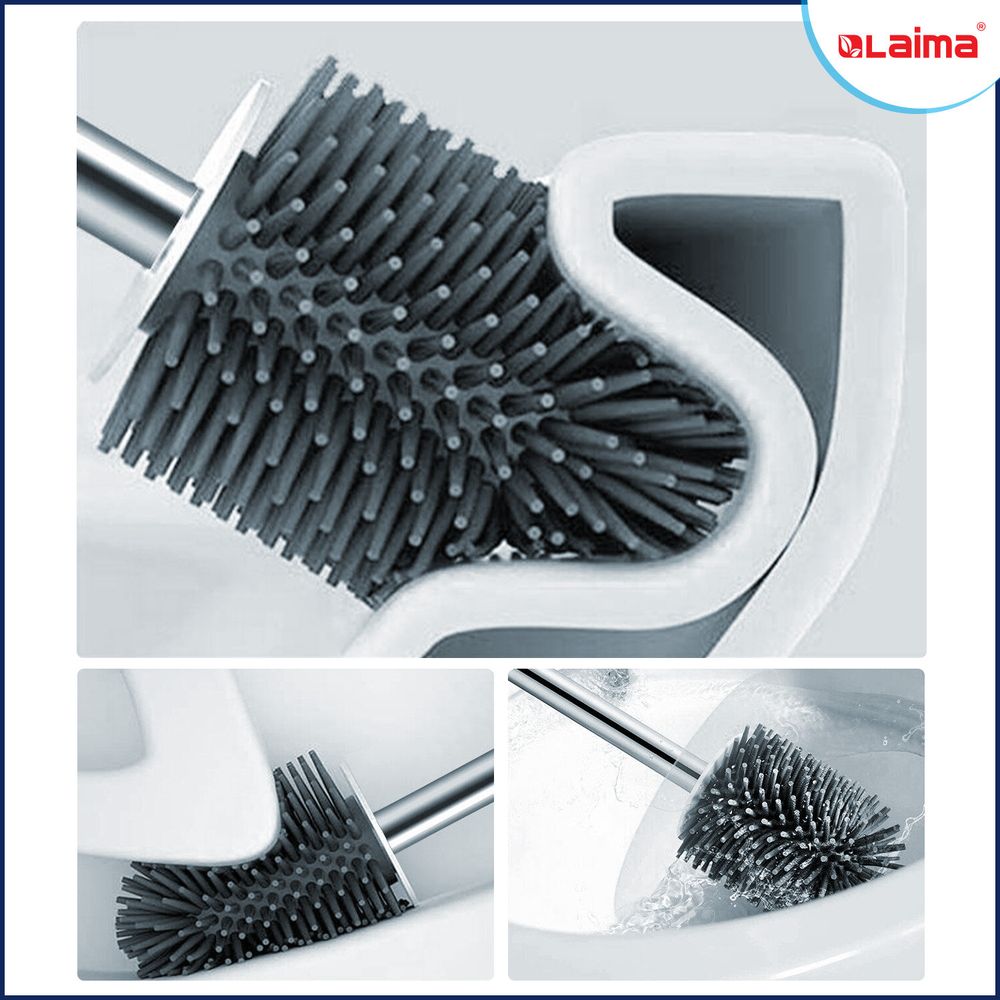 Ершик для унитаза силиконовый STANDART TYPE (овальный) напольный, с пинцетом, LAIMA