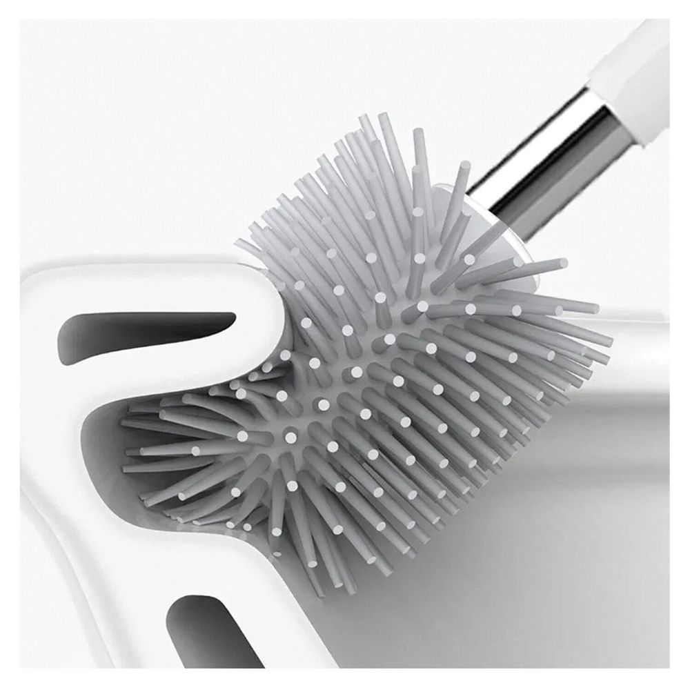 Ершик для унитаза силиконовый STANDART TYPE (овальный) напольный, с пинцетом, LAIMA