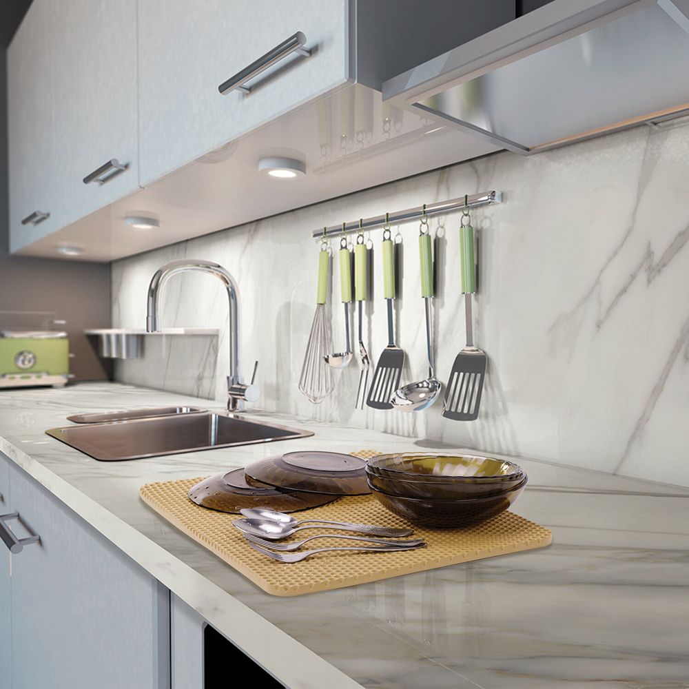 Коврик EVA / ЭВА универсальный 35х45 см ячеистый (СОТЫ) применим для сушки посуды, кухни, ванной, животных, цвет БЕЖЕВЫЙ LAIMA