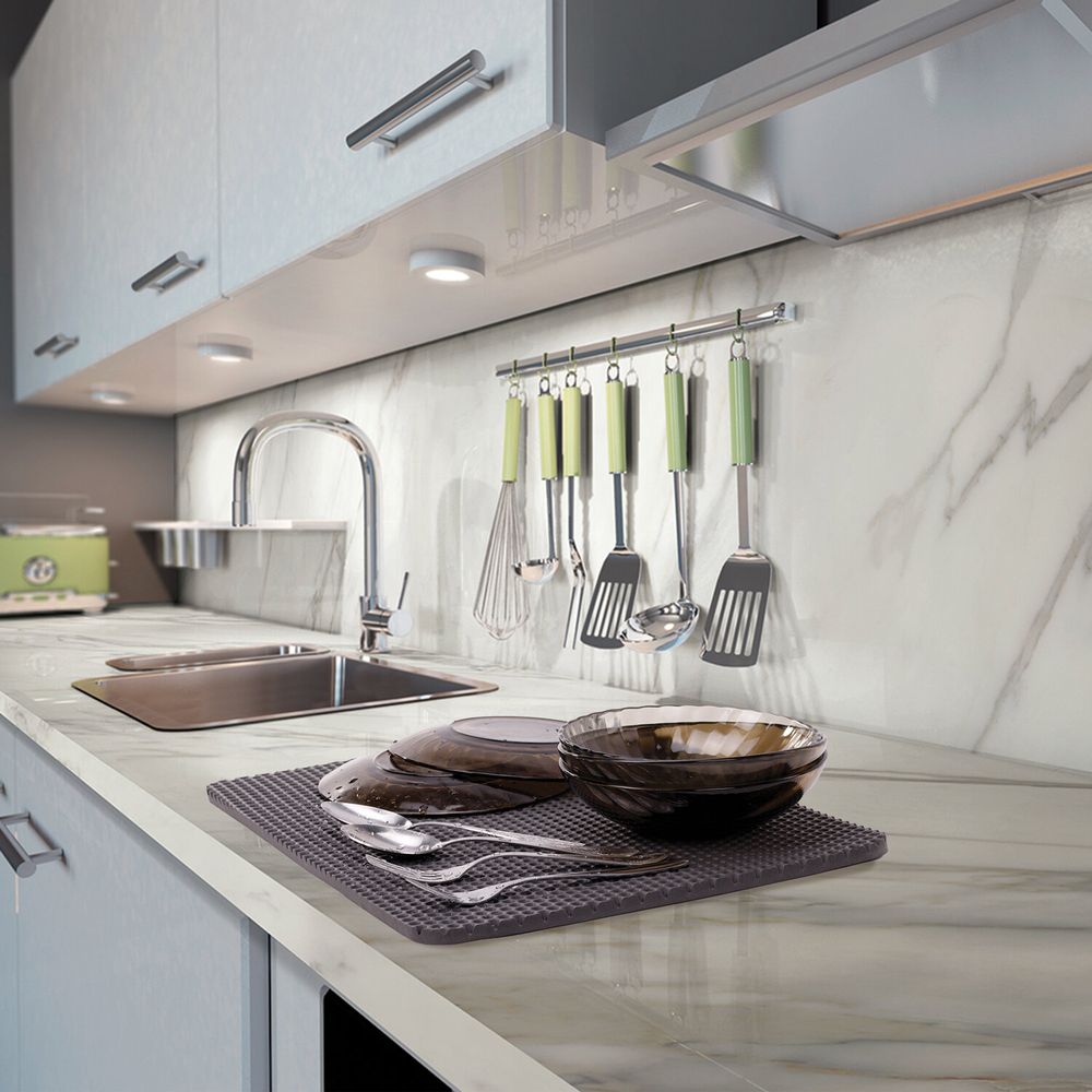 Коврик EVA / ЭВА универсальный 35х45 см ячеистый (СОТЫ) применим для сушки посуды, кухни, ванной, животных, цвет СЕРЫЙ, LAIMA